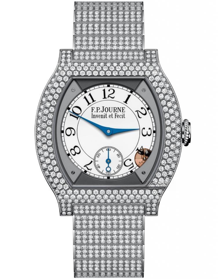 élégante 40 mm titanium with 12 rows of diamonds and set bracelet